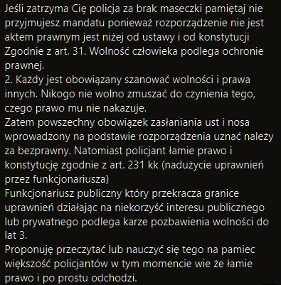 Odmowa noszenia maski