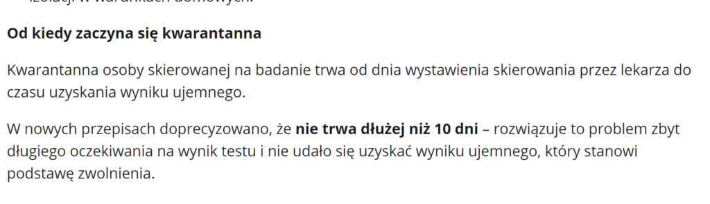 Kiedy zaczyna się kwarantanna?